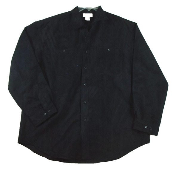 Knightsbridge Mens Black Long Sleeve Collared Button-Up Shirt Size Large Pockets - Picture 1 of 10